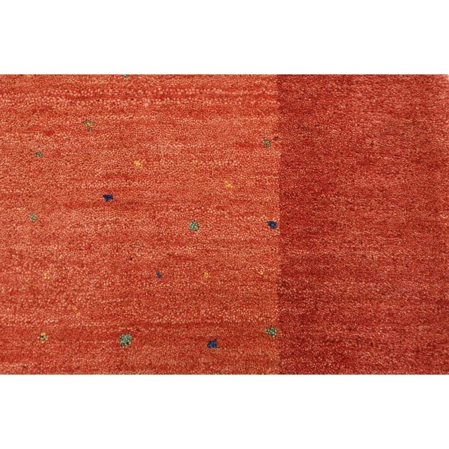 Red Gabbeh Rug 2’11” X 4’9” Red Wool Contemporary Hand-Knotted Carpet For Sale - Image 8 of 12