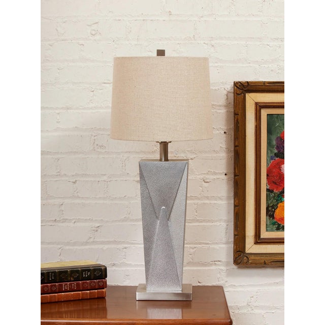 Mid 20th Century Silver Tone Designer Lamp For Sale In Los Angeles - Image 6 of 10