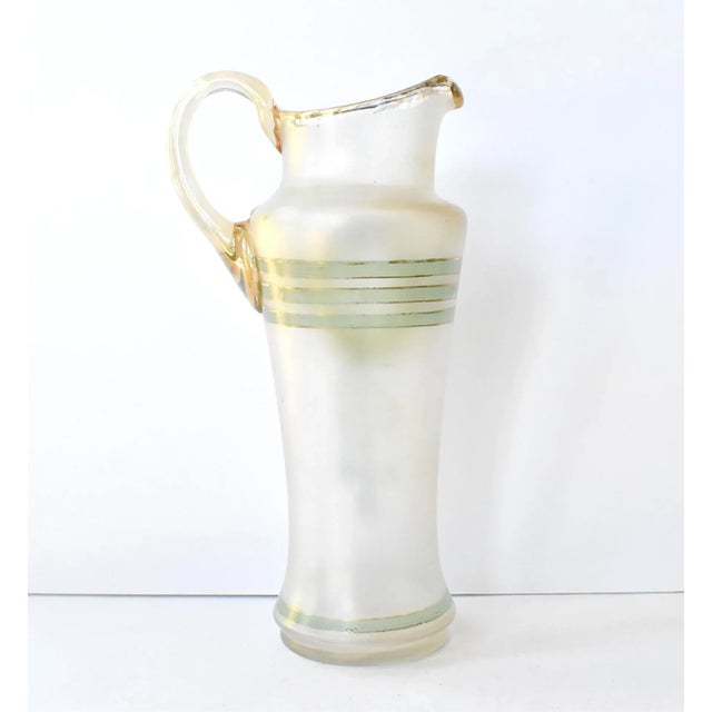 Late 19th Century Antique Hand-Painted Neoclassical Wreath Pitcher and Glasses - Set of 3 For Sale - Image 5 of 9