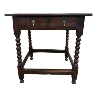 Antique English William and Mary Style Bobbin Oak Side Table Lowboy Table For Sale