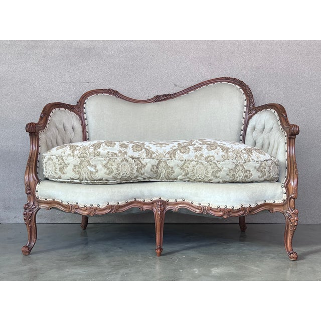 Pair of Victorian Carved Walnut Button Back Sofa Circa 1890 For Sale In Miami - Image 6 of 12