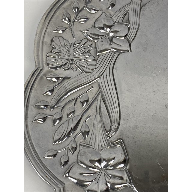 Silver Lenox Butterfly Meadow Handled Serving Tray Iris Floral Metal Silver Platter For Sale - Image 8 of 9