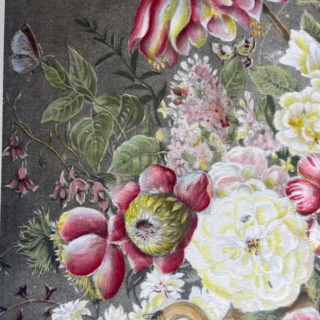 Paper Unframed Chromolithograph Print of a Bouquet of Flowers by Joseph Nigg For Sale - Image 7 of 9