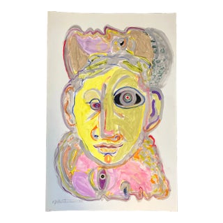 Contemporary Original Cubist/Abstract E.J.Hartmann Triple Portrait Painting Signed For Sale