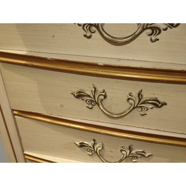 Vintage French Provincial Tallboy Dresser Lingerie Chest W Brass Hardware For Sale - Image 11 of 16