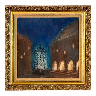 1960s Ivo Soukup Architectural Expressionist Signed Oil on Board For Sale