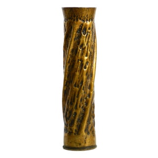 Large Vintage Brutalist Brass Vase, 1975 For Sale