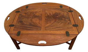 Vintage Heritage Henredon Butler's Tray Oval Cocktail Table Flame Mahogany