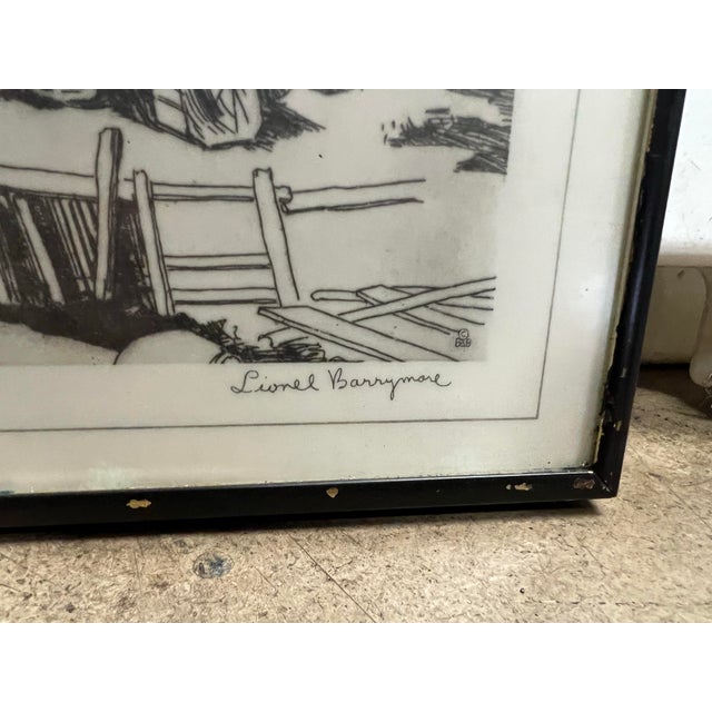 Metal Vintage Framed Black & White Coastal Art by Lionel Barrymore - Set of 3 For Sale - Image 7 of 12