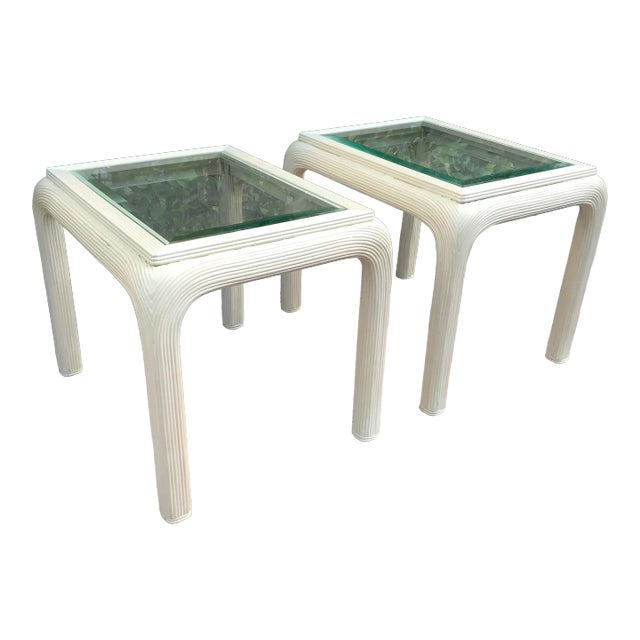 1980s Vintage Pencil Reed Side Tables - a Pair For Sale