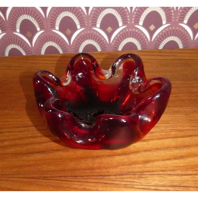 Large Murano Glass Bowl in Red, 1960s For Sale - Image 4 of 8