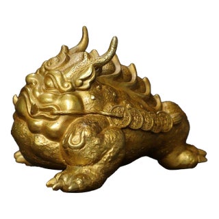 Late 20th Century Gilt Bronze Figure of a Toad (Jin Chan) For Sale