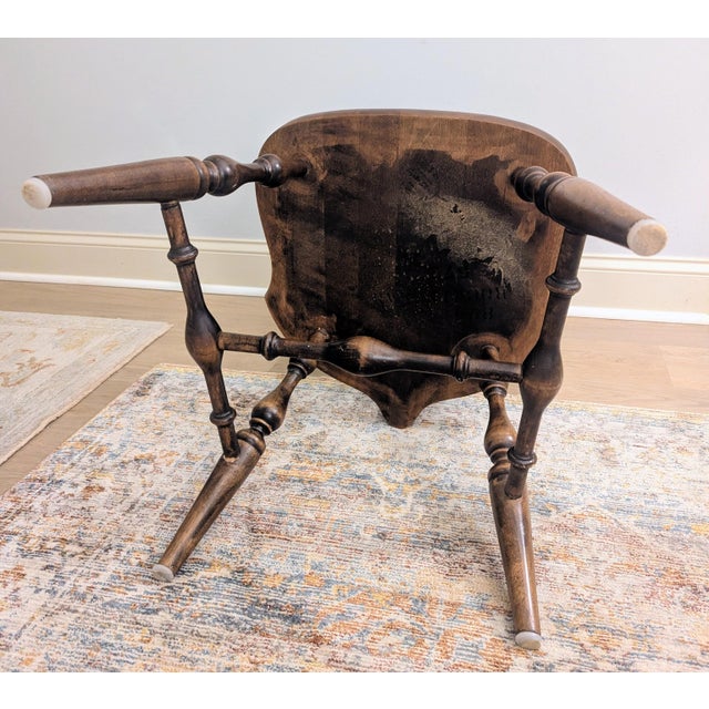 Vintage Temple Stuart Maple Brace Back Windsor Chair Fiddleback For Sale In Raleigh - Image 6 of 9