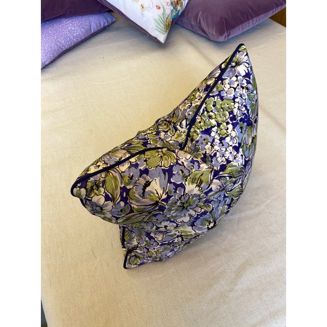 Textile Violet Silk Floral Down Pillow 15" X 18" Lumbar For Sale - Image 7 of 10