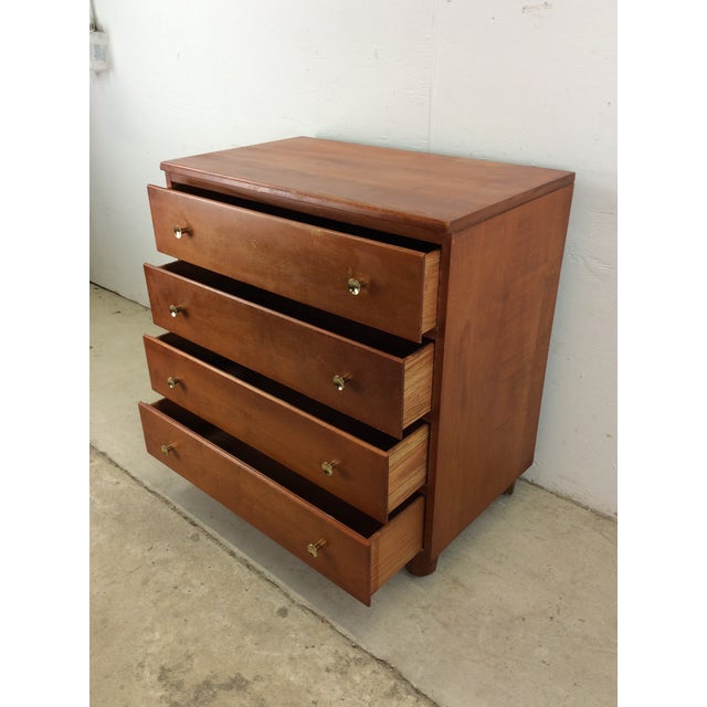 Mid-Century Modern Mid Century Modern Maple Chest of Drawers With Brass Hardware For Sale - Image 3 of 12