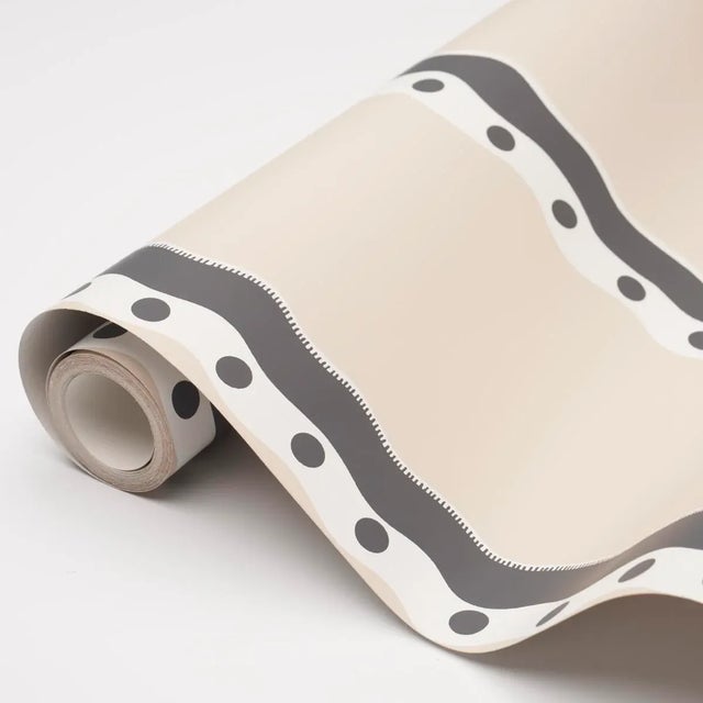 Schumacher Schumacher Rousseau Stripe Wallpaper In Noir & Cream For Sale - Image 4 of 5