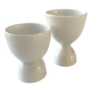 Vintage White Porcelain Egg Cups S/2 For Sale