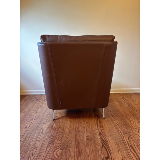 Eilersen Premium Leather High Back Funen Chair and Ottoman For Sale - Image 12 of 13