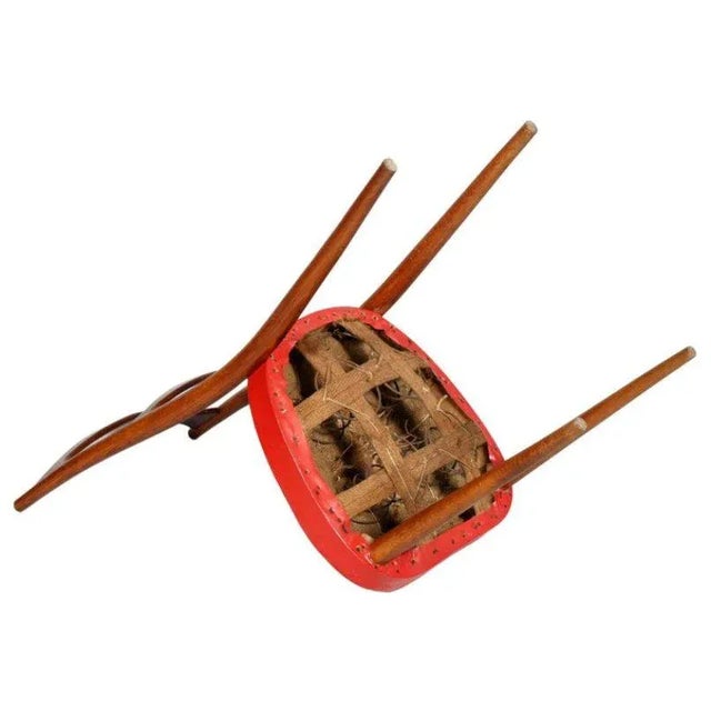 Set of Leather Side Chairs with Spring Seats, 1940s For Sale - Image 4 of 8