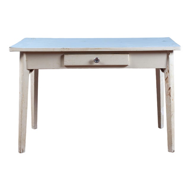 Vintage Dining Table in Wood & Metal For Sale