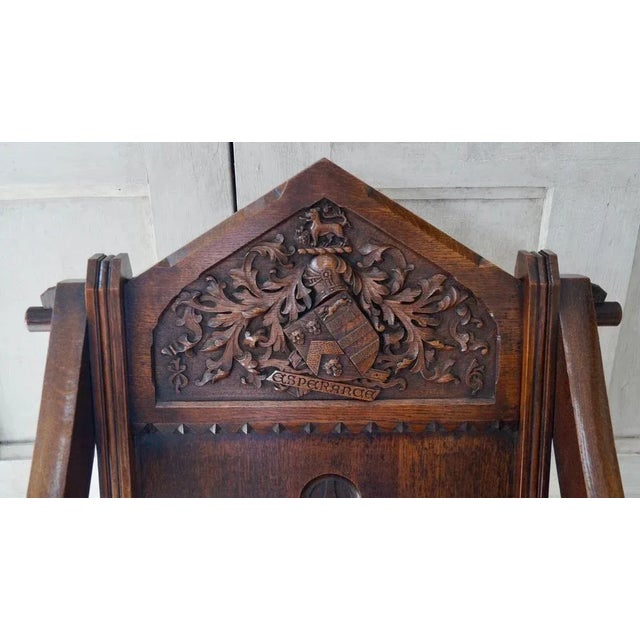 Wood Set of Antique Gothic Oak Glastonbury Chairs For Sale - Image 7 of 16