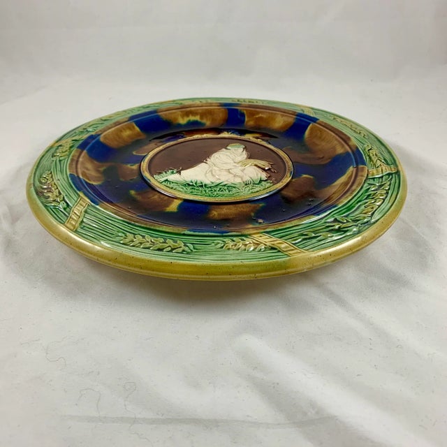 English Majolica Harvest Theme Rococo Revival Bread Tray or Wall Plaque For Sale - Image 10 of 12