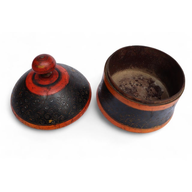 Handpainted Wooden Lacquerware Spice Box, 1950s For Sale - Image 4 of 11