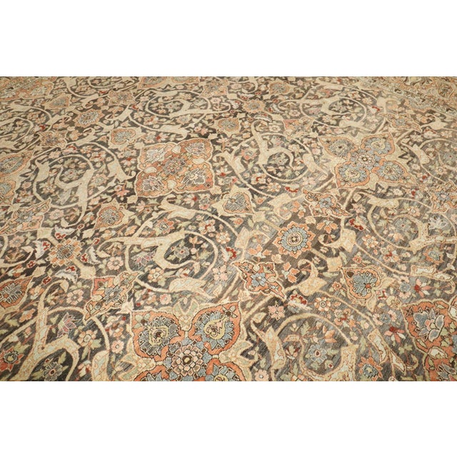 Antique Zabihi Collection Persian Large Brown Joshegan Rug - 11'10" x 16'5" For Sale - Image 10 of 12