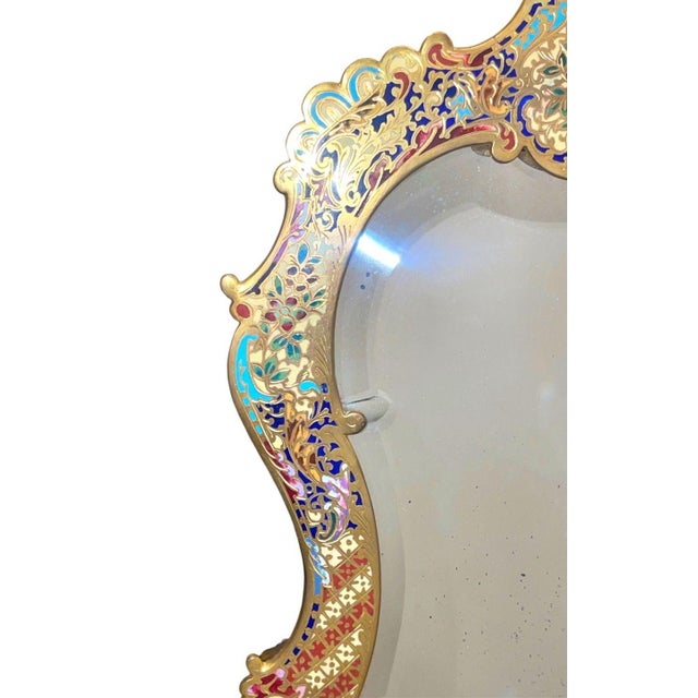 19th Century French Champlevé Bronze & Brass Easel Mirror For Sale - Image 4 of 8