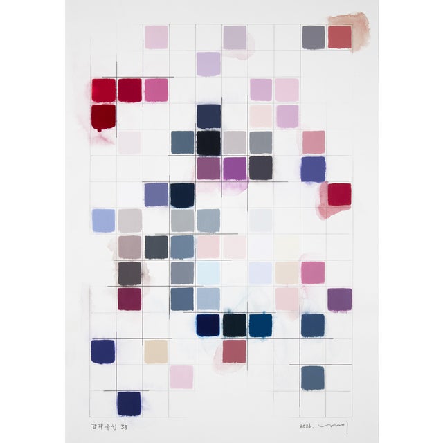 Kyong Lee Contemporary Abstract Pencil and Acrylic on Fabriano-Pittura Paper "Sinnliche Komposition 33" by Kyong Lee For Sale - Image 4 of 4