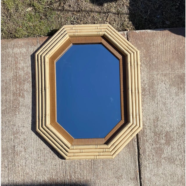 1950s Faux Bamboo Octagonal Mirror For Sale - Image 5 of 5
