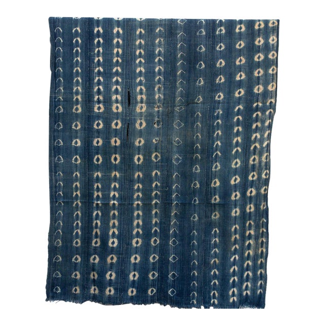 Vintage Malinke African "Gao Crescent" Indigo Throw For Sale