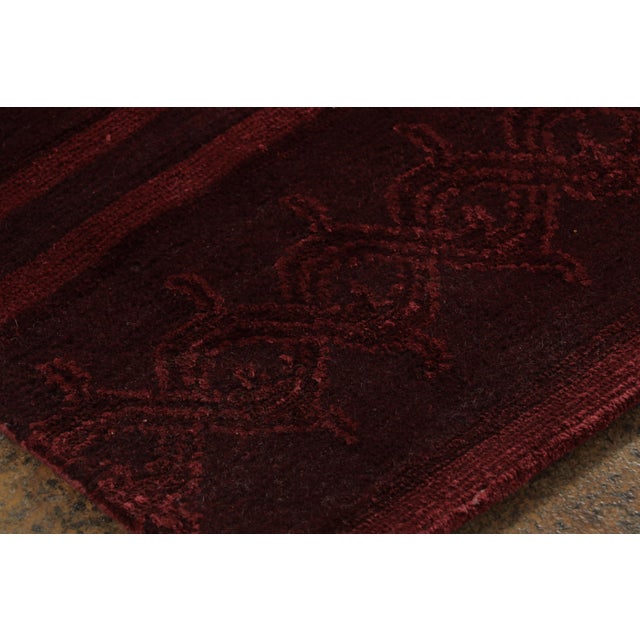 2010s Rug & Kilim’s Modern Nepalese Gallery Runner With Geometric Pattern in Red Hues For Sale - Image 5 of 6