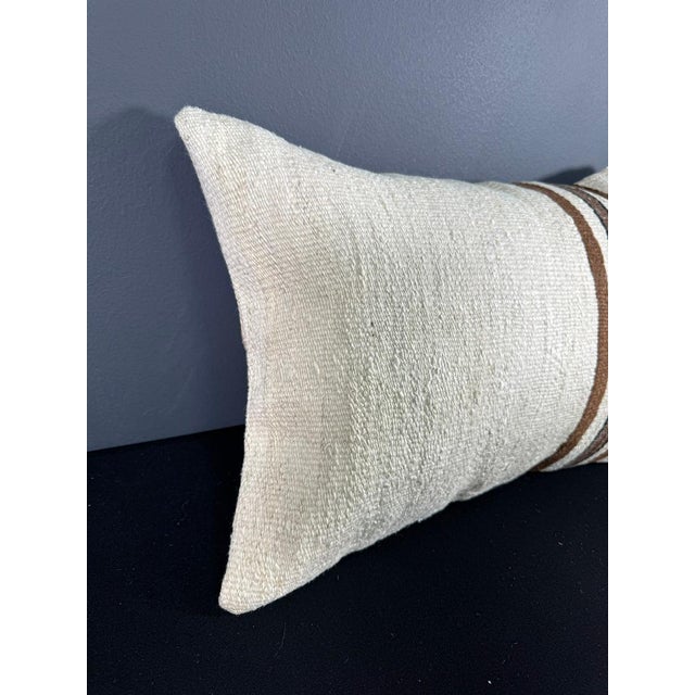 Contemporary Turkish Hemp Pillow Cushion Natural Beige Brown Pillow Cushion Cover 16 "x 24" For Sale - Image 3 of 4