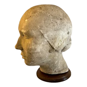 Vintage Realist Female Plaster Bust Sculpture on Wooden Stand
