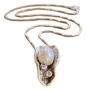 Golan Goldex Pearl + Faux Diamond + Sterling Silver Pendant Necklace