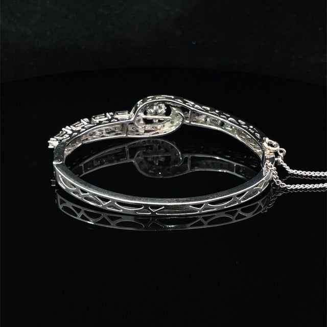 Silver Mid 20th Century 14k White Gold Vintage 1.1 Carat Weight Diamond Bracelet For Sale - Image 8 of 11
