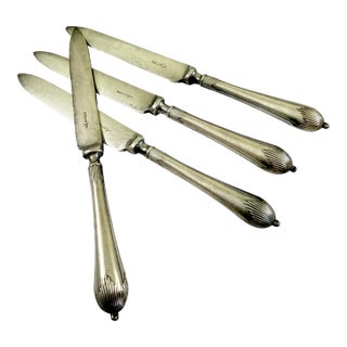 Walker & Hall, Sheffield, English Aesthetic Silver Plate Fruit Knives, S/4 For Sale
