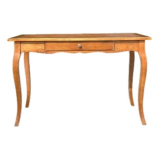 Vintage Boho Embossed Leather Writing Desk For Sale