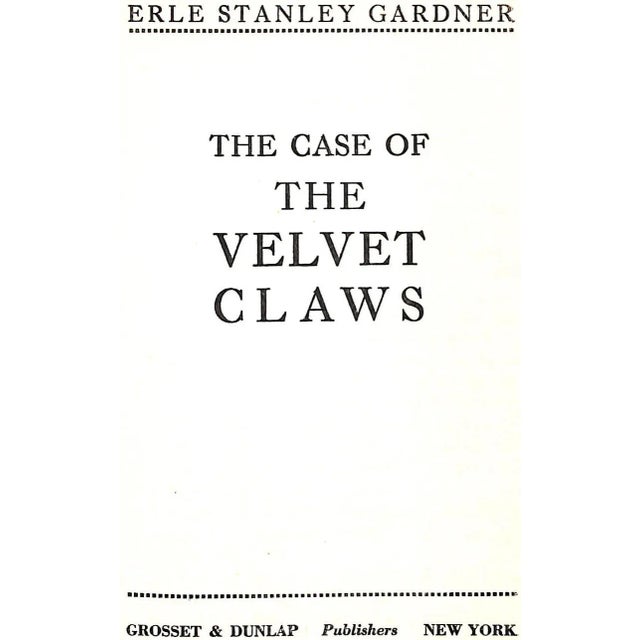Traditional "The Case of the Velvet Claws" 1933 Gardner, Erle Stanley For Sale - Image 3 of 6