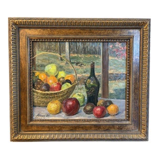 Ananiy Basin "Oklahoma Still Life" (Full Basket) 1989 Signed Russian Oil Painting, Framed For Sale