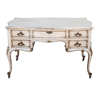 Antique White Italian Partner Desk For Sale