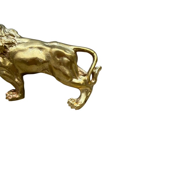 Solid Brass Roaring Lion Sculpture For Sale - Image 9 of 9