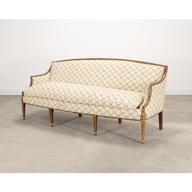Neoclassical 19th C. English Georgian Neoclassical Painted Cabriole Sofa For Sale - Image 3 of 18
