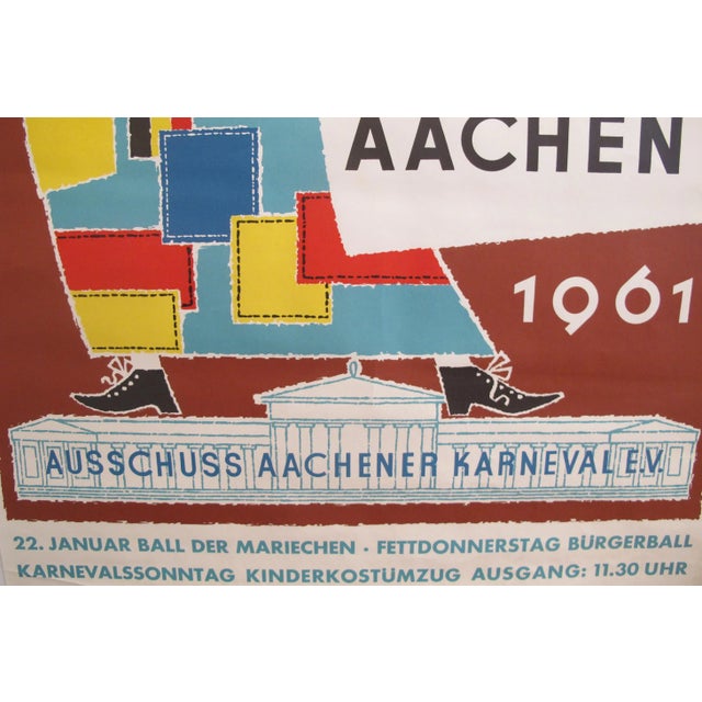 1960s 1961 Original Vintage German Carnival Poster - Aak - Ausschuss Aachener Karneval e.V. For Sale - Image 5 of 6