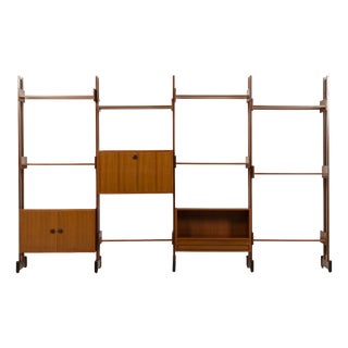 Italian Four Bay Free Standing Wall Unit in the style of Gio Ponti, 1970s For Sale