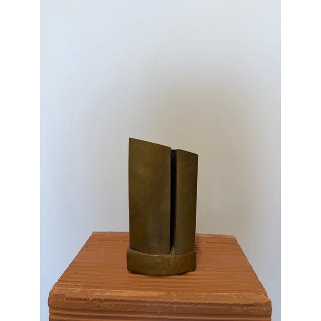 Modernist Bronze Sculpture on Bronze Base, Brazil 1980s For Sale - Image 4 of 14