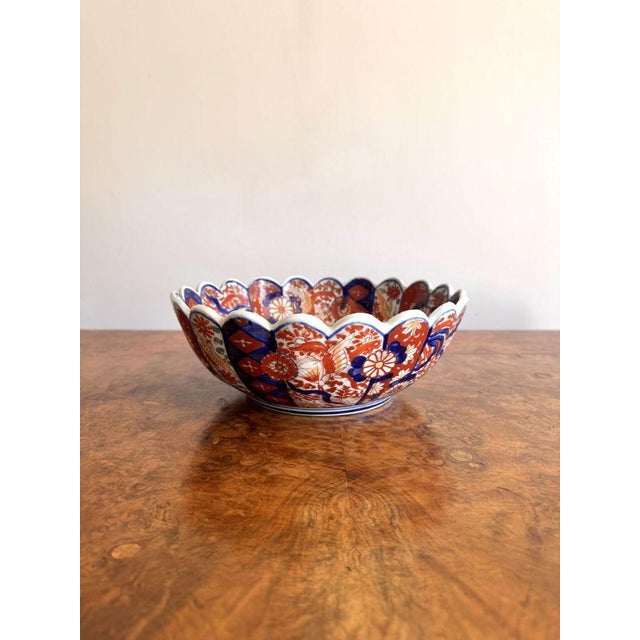 Antique Japanese Imari Scalloped Edge Bowl, 1900 For Sale - Image 3 of 8