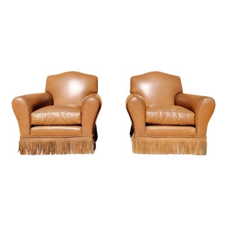1970s Vintage National Upholstery Club Leather Chairs - a Pair For Sale