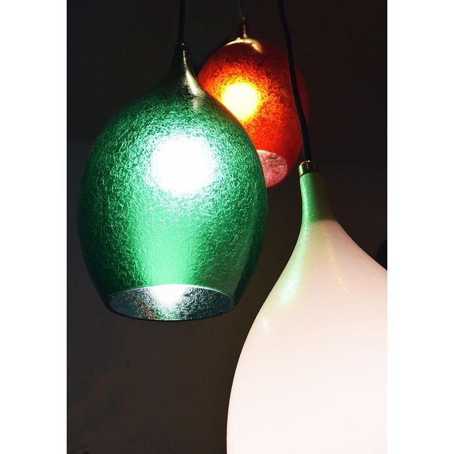 Forest Green Etched Glass 3-Light Chandelier by Flavio Poli for Seguso Vetri d'Arte, 1950s For Sale - Image 8 of 9